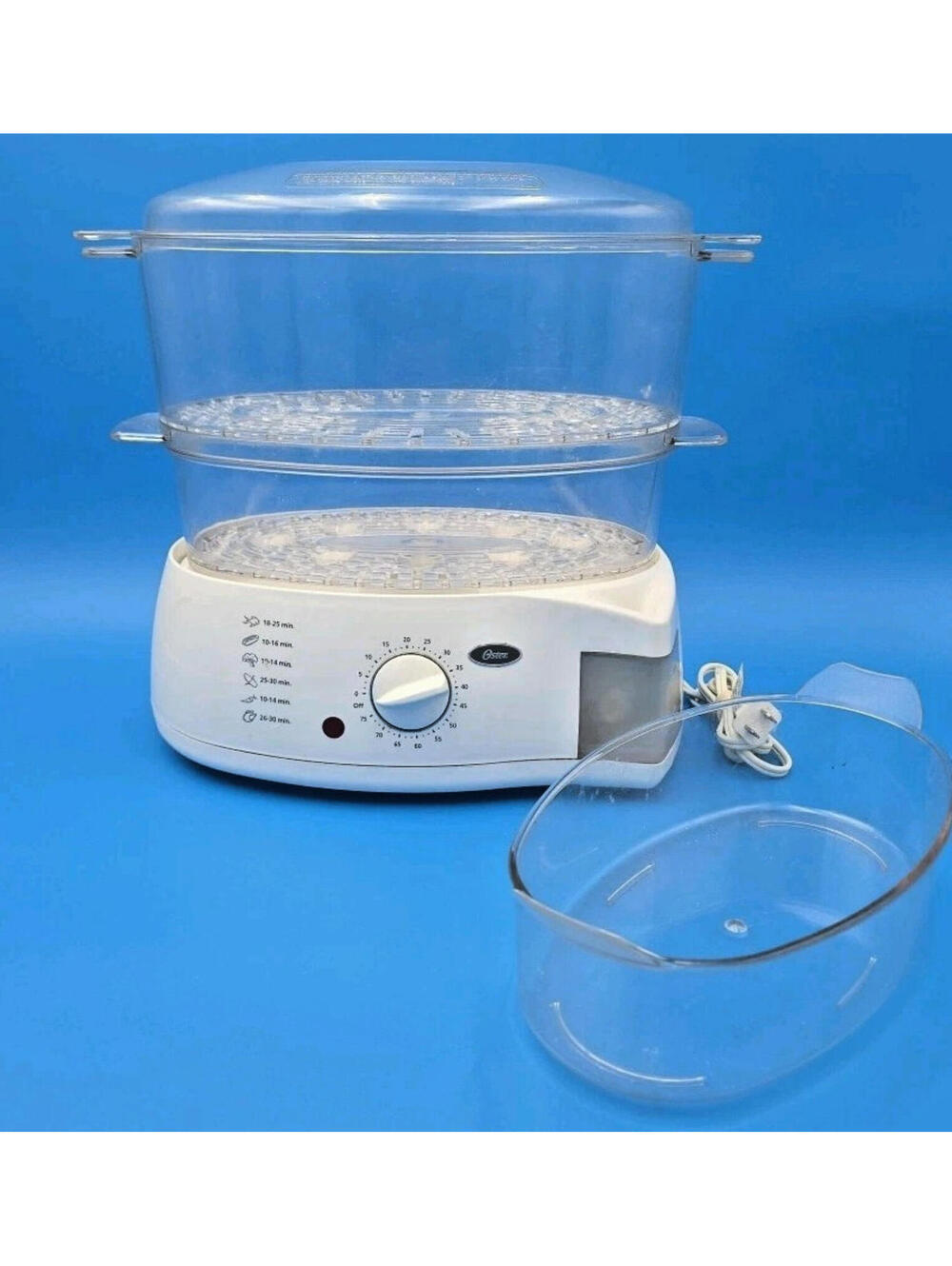 Oster Electric 2-Tier Food Steamer 6 Quart White Model 5713 - Tested And Working